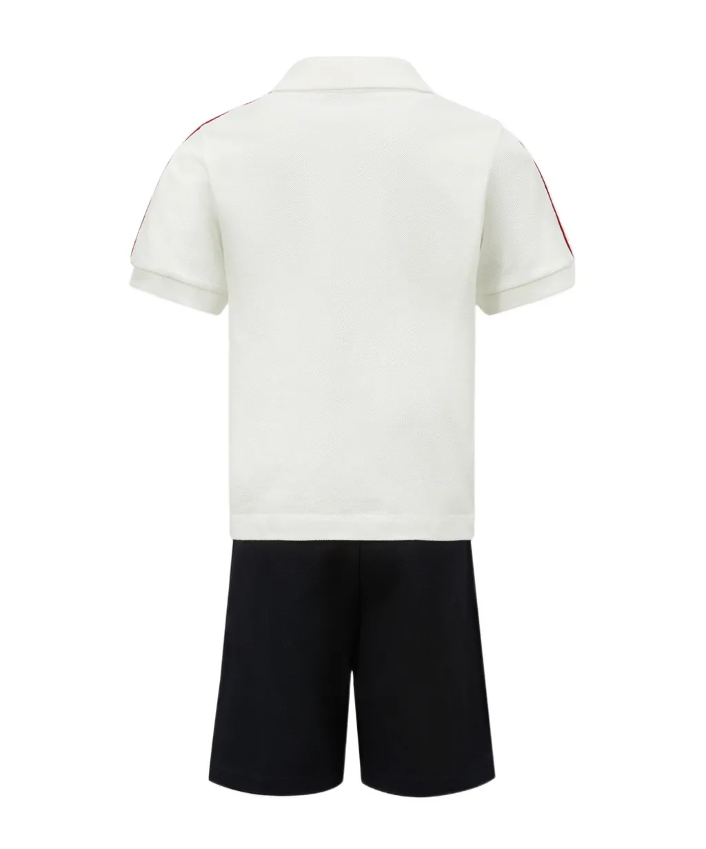 Tricolor-Trimmed Cotton Piquet Set
