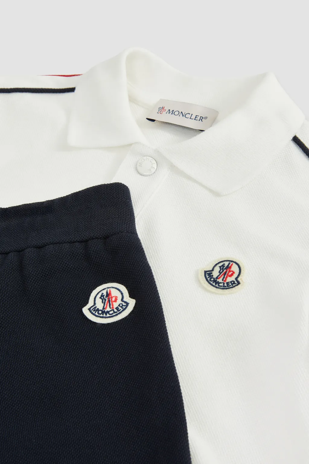 Tricolor-Trimmed Cotton Piquet Set