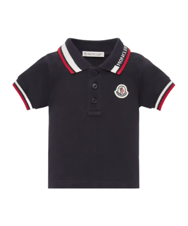 Moncler Enfant Tricolor-Trimmed Piquet Polo Shirt