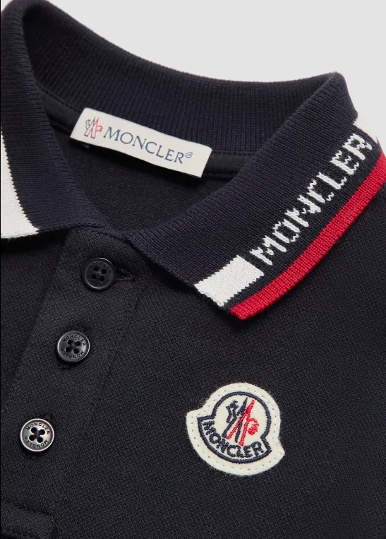 Moncler Enfant Tricolor-Trimmed Piquet Polo Shirt