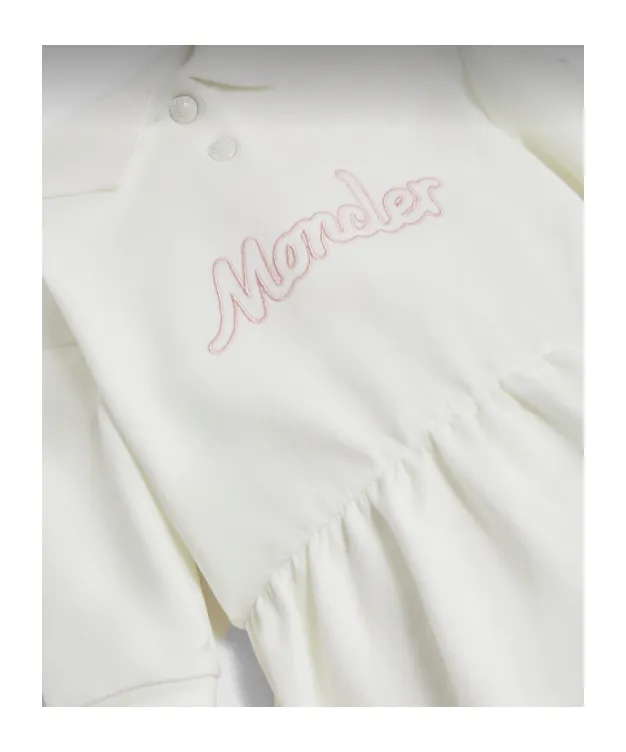 Moncler Enfant Embroidered Logo Long Sleeve Polo Dress