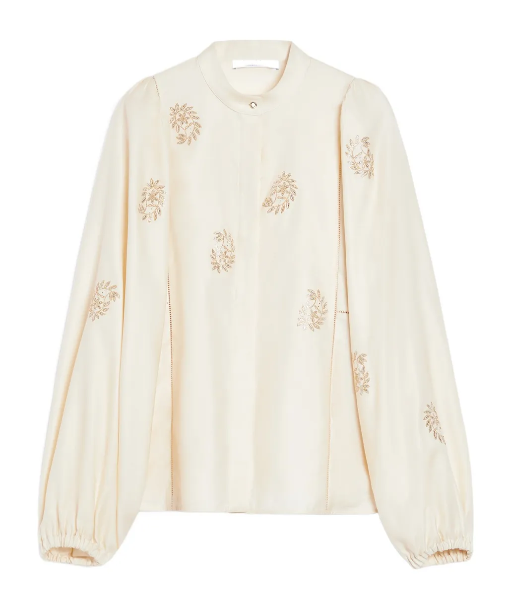 Max Mara Caladio Embellished Long-Sleeved Top