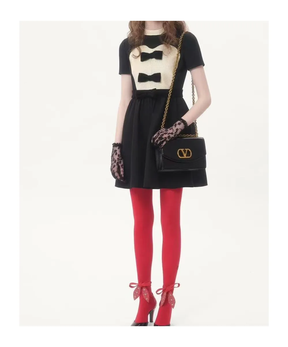 Valentino Bow Detailed Crewneck Short-Sleeved Dress