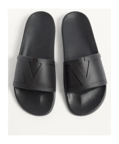 Valentino Logo Embossed Slip-On Slides