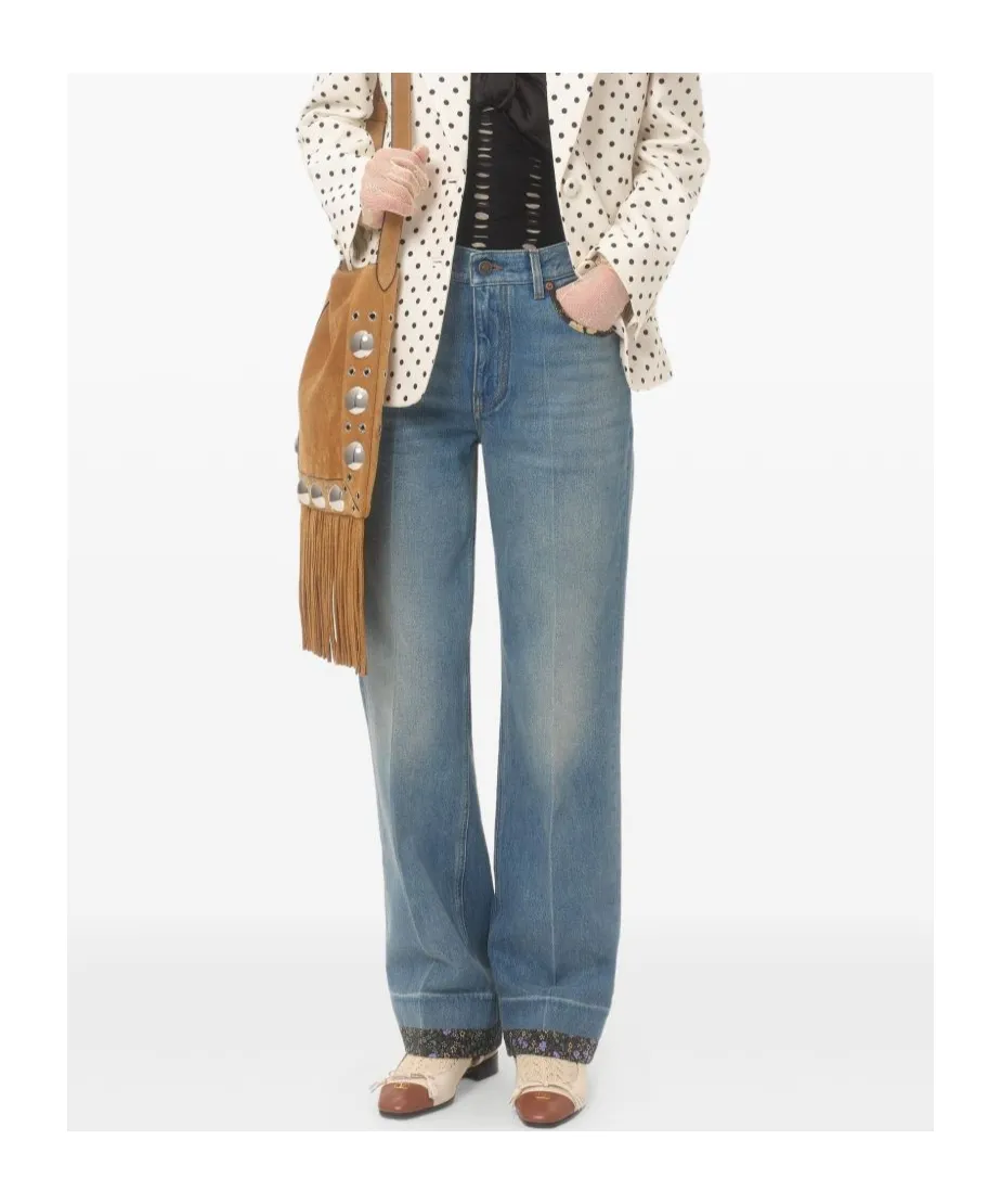 Valentino Logo Patch Straight Leg Jeans