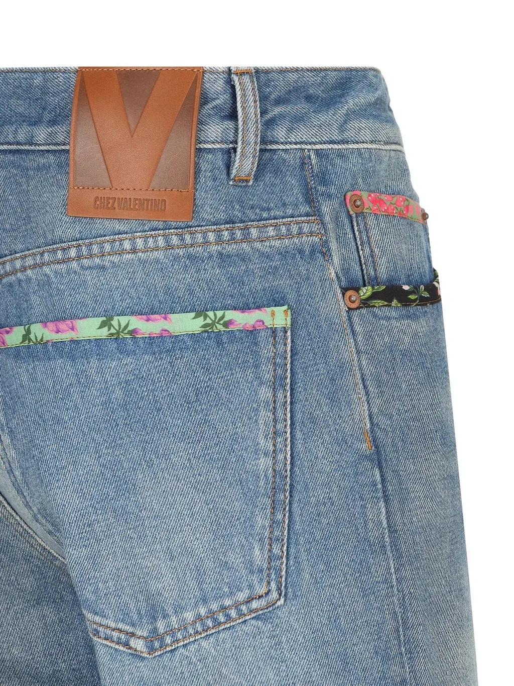 Valentino Logo Patch Straight Leg Jeans