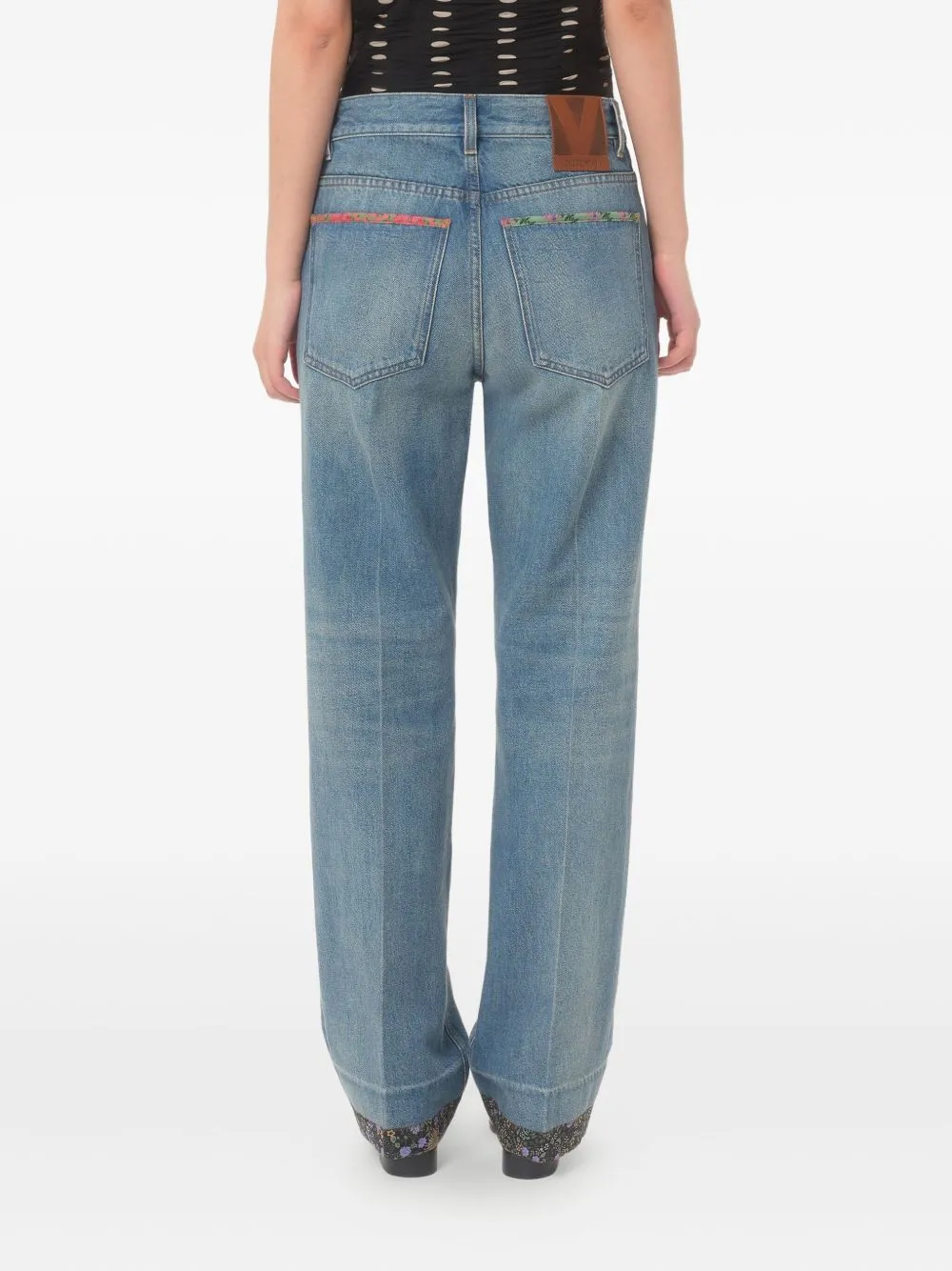 Valentino Logo Patch Straight Leg Jeans