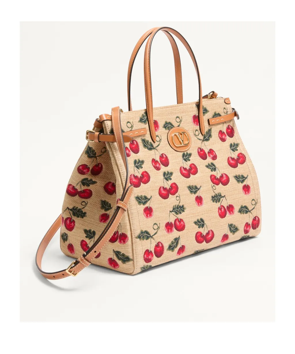 Valentino Antibes Cherry Patterned Medium Tote Bag
