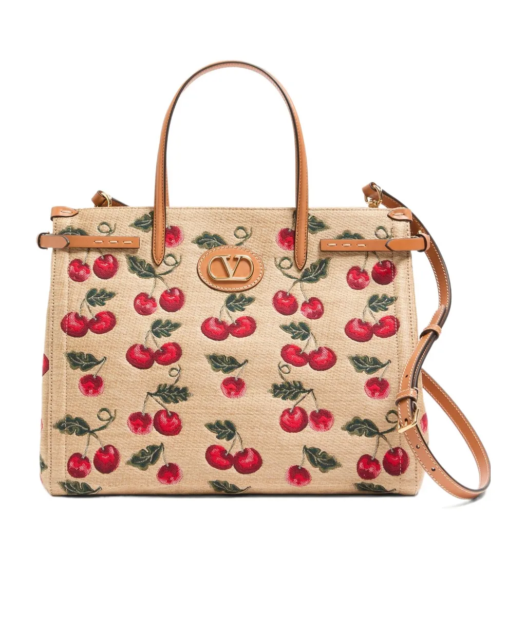 Valentino Antibes Cherry Patterned Medium Tote Bag