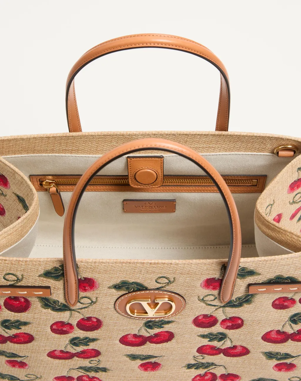 Valentino Antibes Cherry Patterned Medium Tote Bag