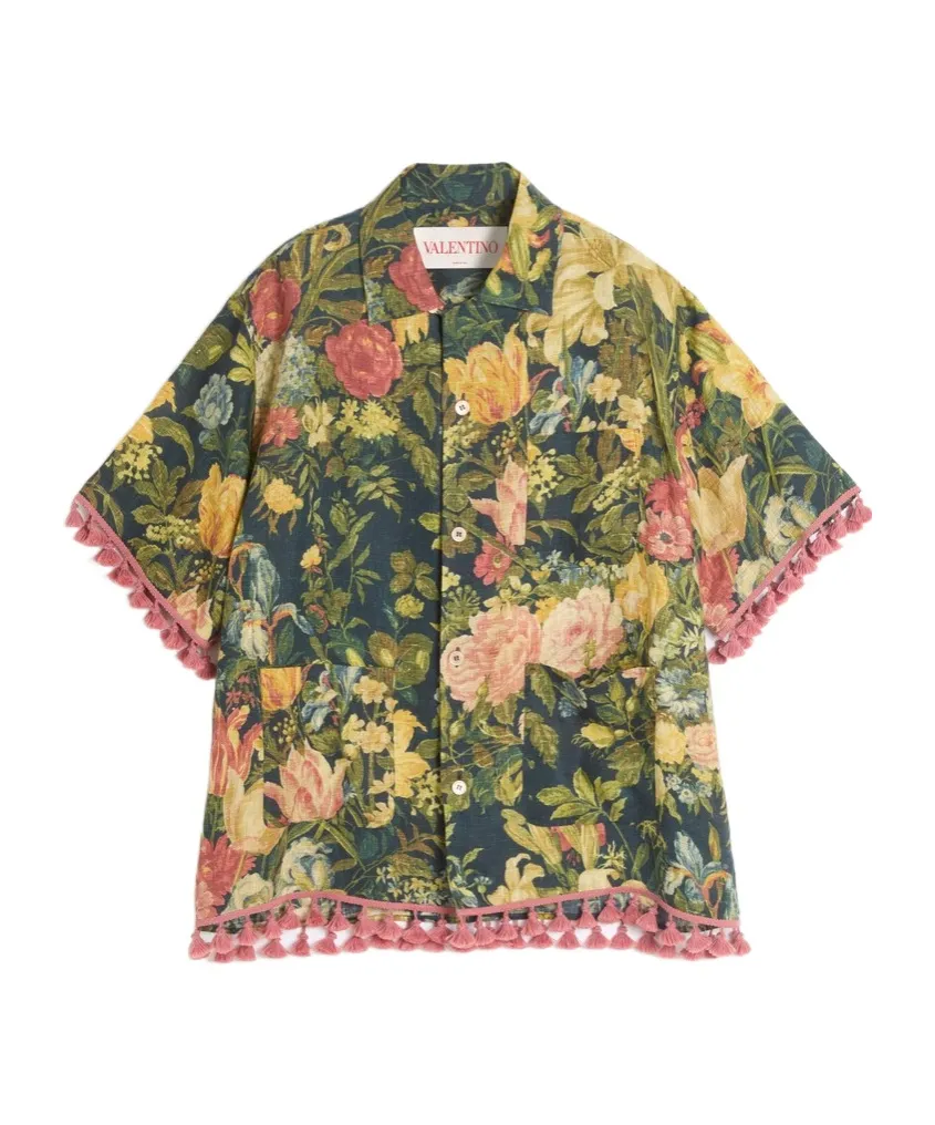 Valentino All-Over Floral Printed Short-Sleeved Shirt