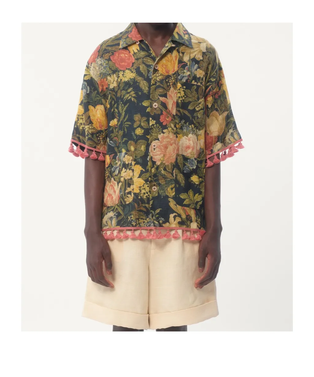 Valentino All-Over Floral Printed Short-Sleeved Shirt