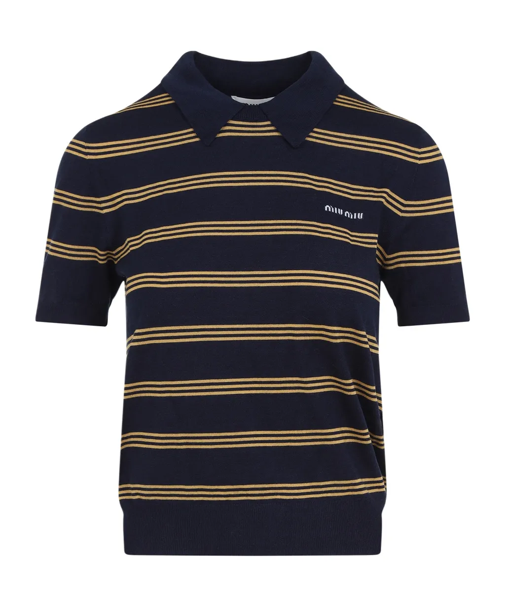 Striped Cashmere And Silk Polo Sweater