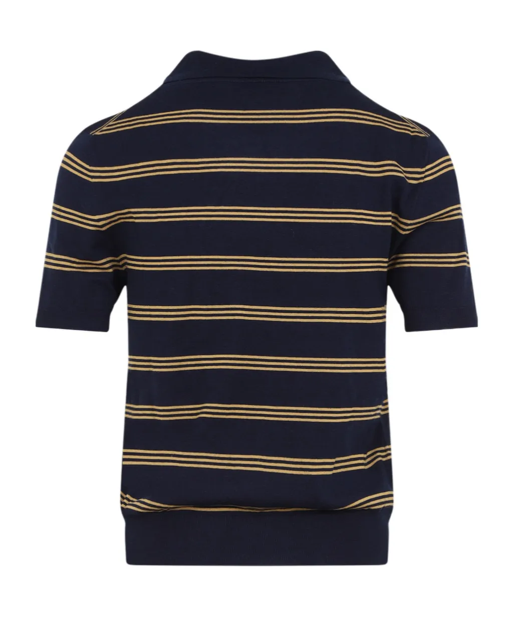 Striped Cashmere And Silk Polo Sweater