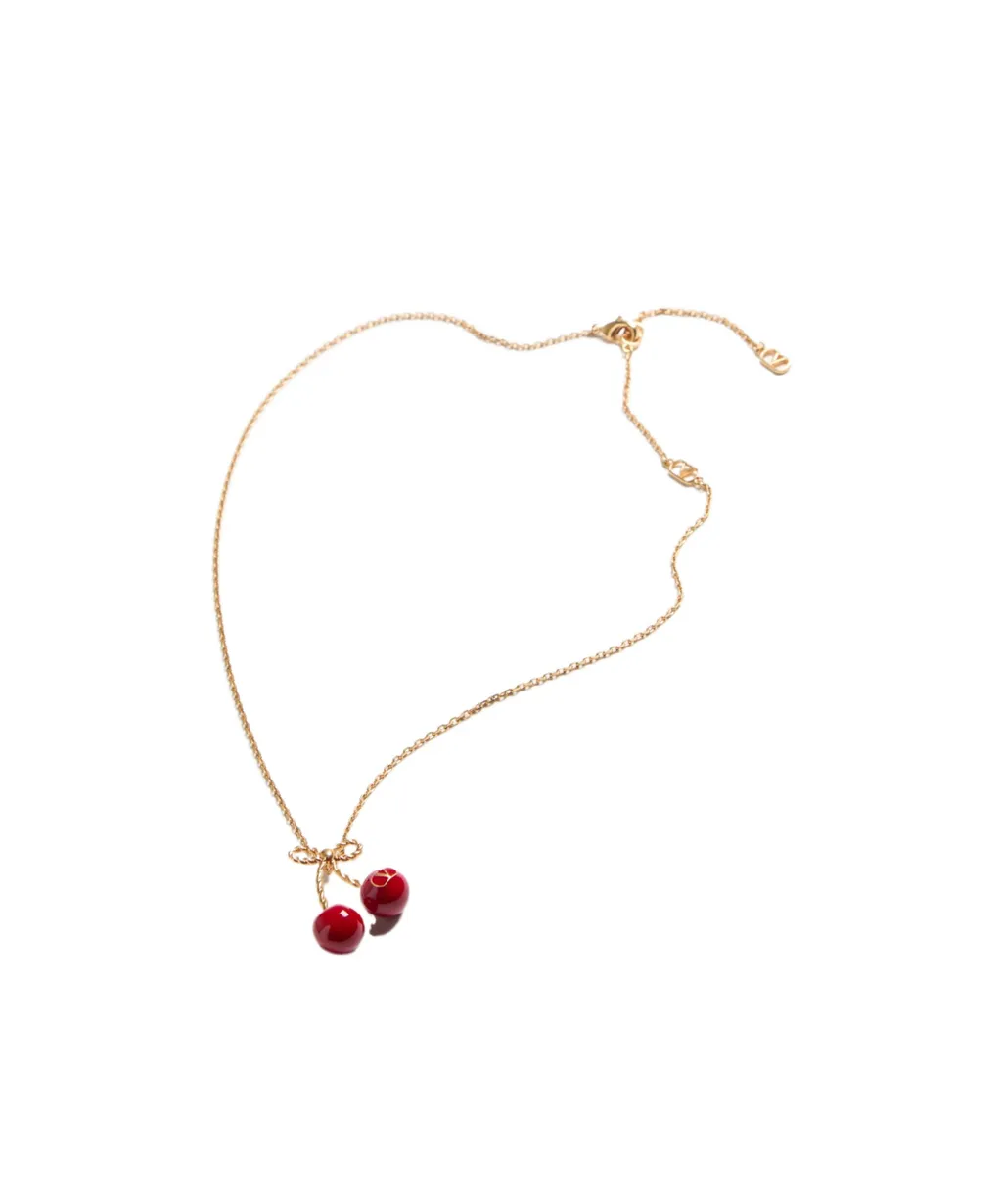 Valentino Logo Plaque Cable-Link Chained Necklace