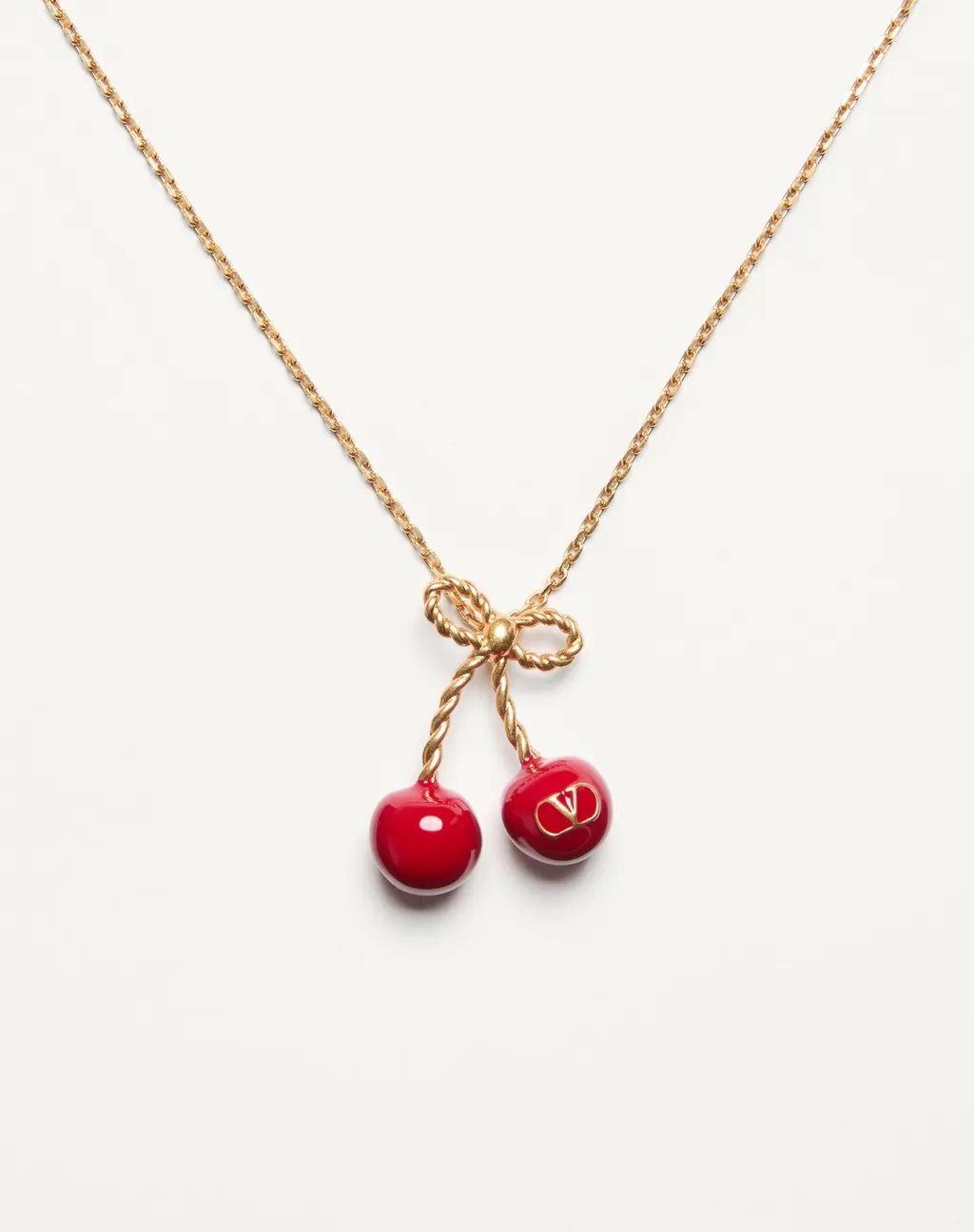 Valentino Logo Plaque Cable-Link Chained Necklace