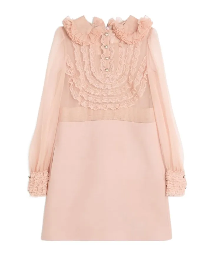 Valentino Crepe Couture Lace Detailed Dress