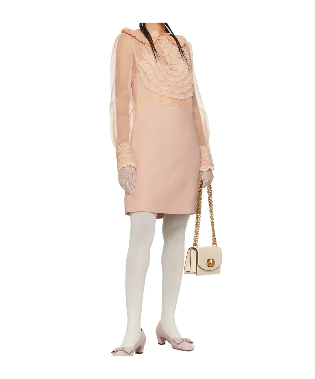 Valentino Crepe Couture Lace Detailed Dress