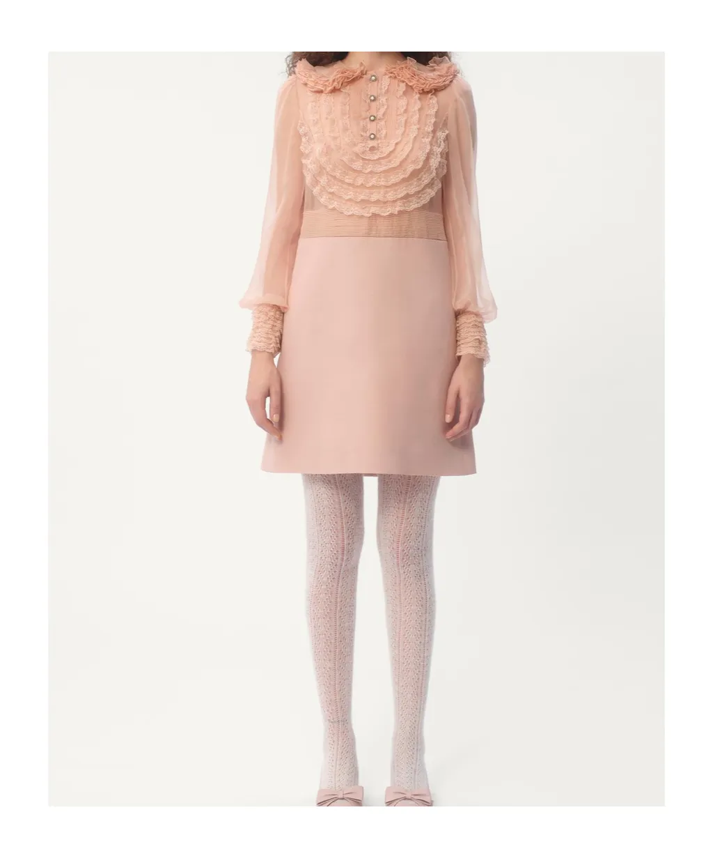 Valentino Crepe Couture Lace Detailed Dress
