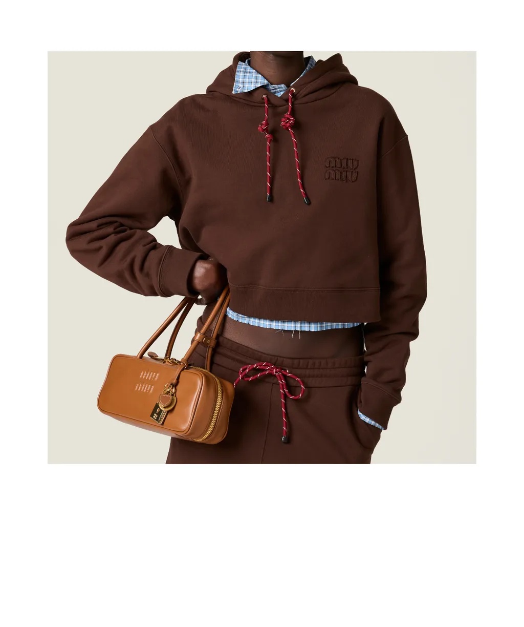 Miu Miu Drawstring Cropped Hoodie