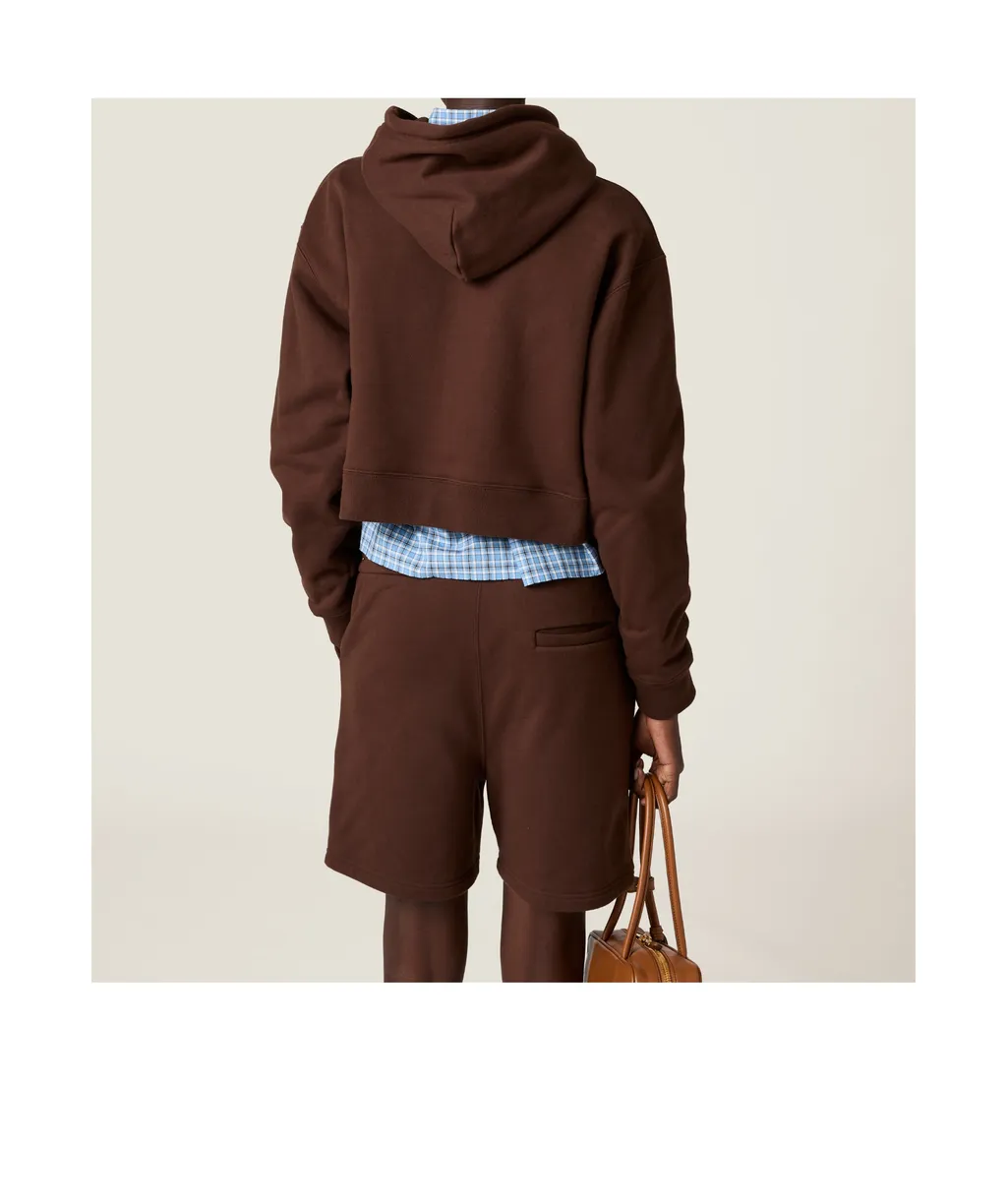Miu Miu Drawstring Cropped Hoodie