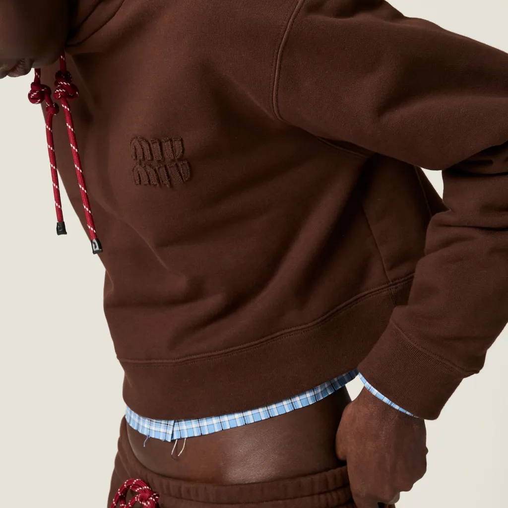 Miu Miu Drawstring Cropped Hoodie