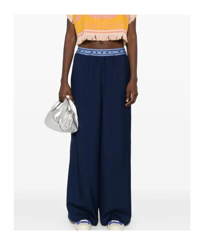 Marni Logo-Band Wide-Leg Trousers