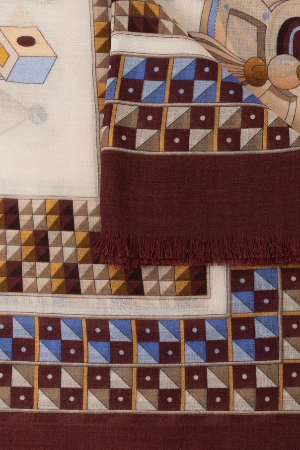 Ferragamo Graphic Printed Frayed-Edge Scarf