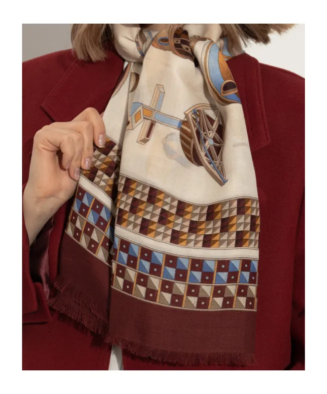 Ferragamo Graphic Printed Frayed-Edge Scarf