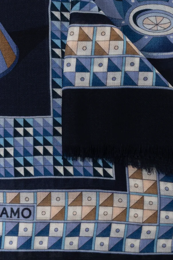 Ferragamo Graphic Printed Frayed-Edge Scarf