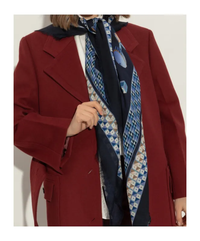 Ferragamo Graphic Printed Frayed-Edge Scarf