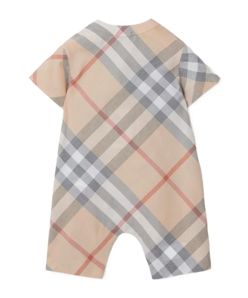 Burberry Kids Checked Romper And Cap Set