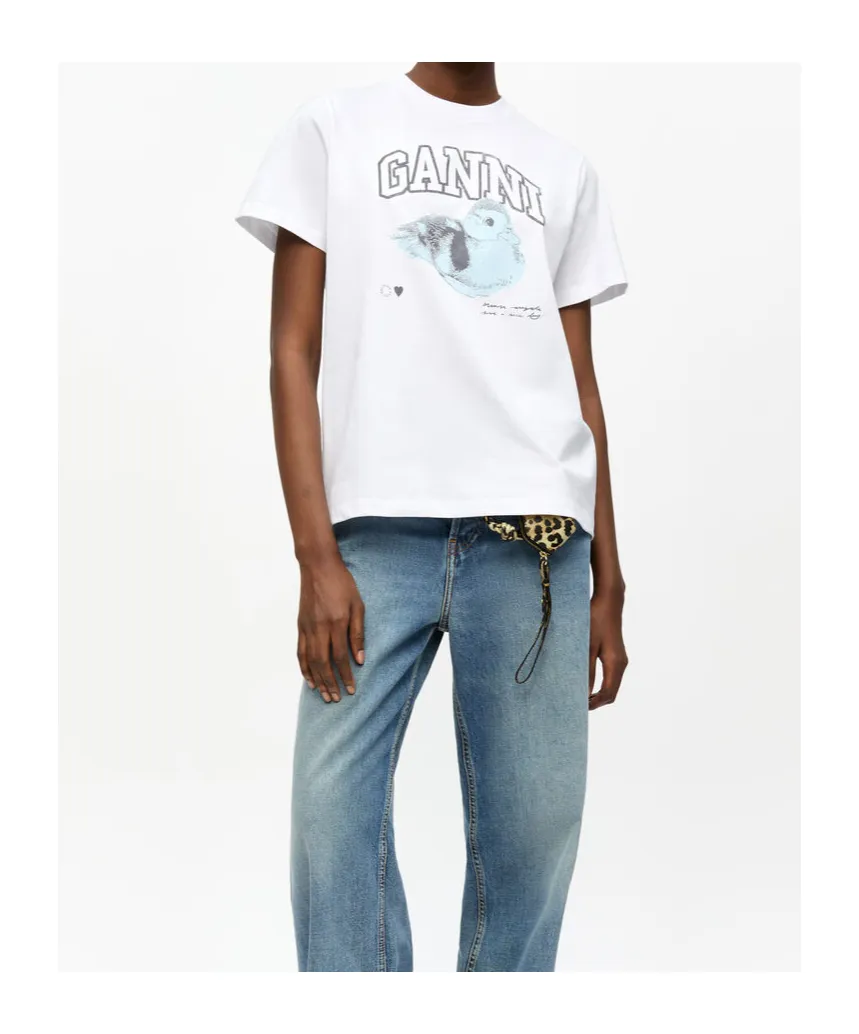 Ganni Logo Printed Crewneck T-Shirt
