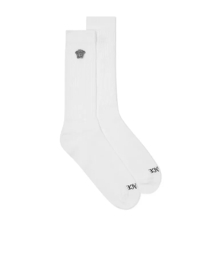 Versace Logo Embroidered Socks