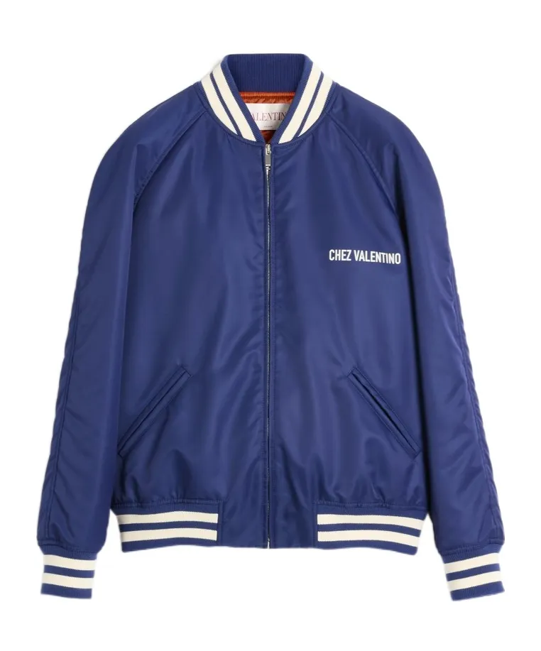 Valentino Logo Printed Zip-Up Jacket