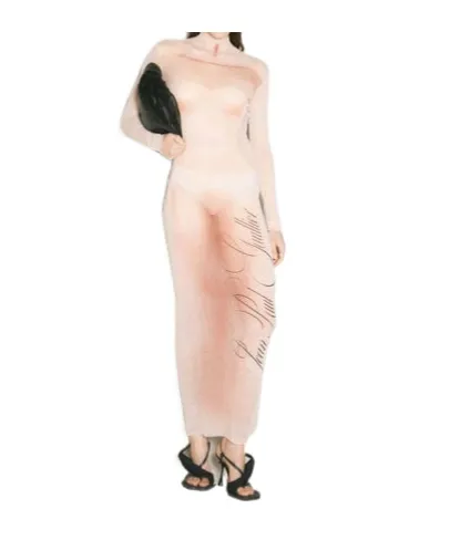 Jean Paul Gaultier Le Classique Turtleneck Mesh Long Dress