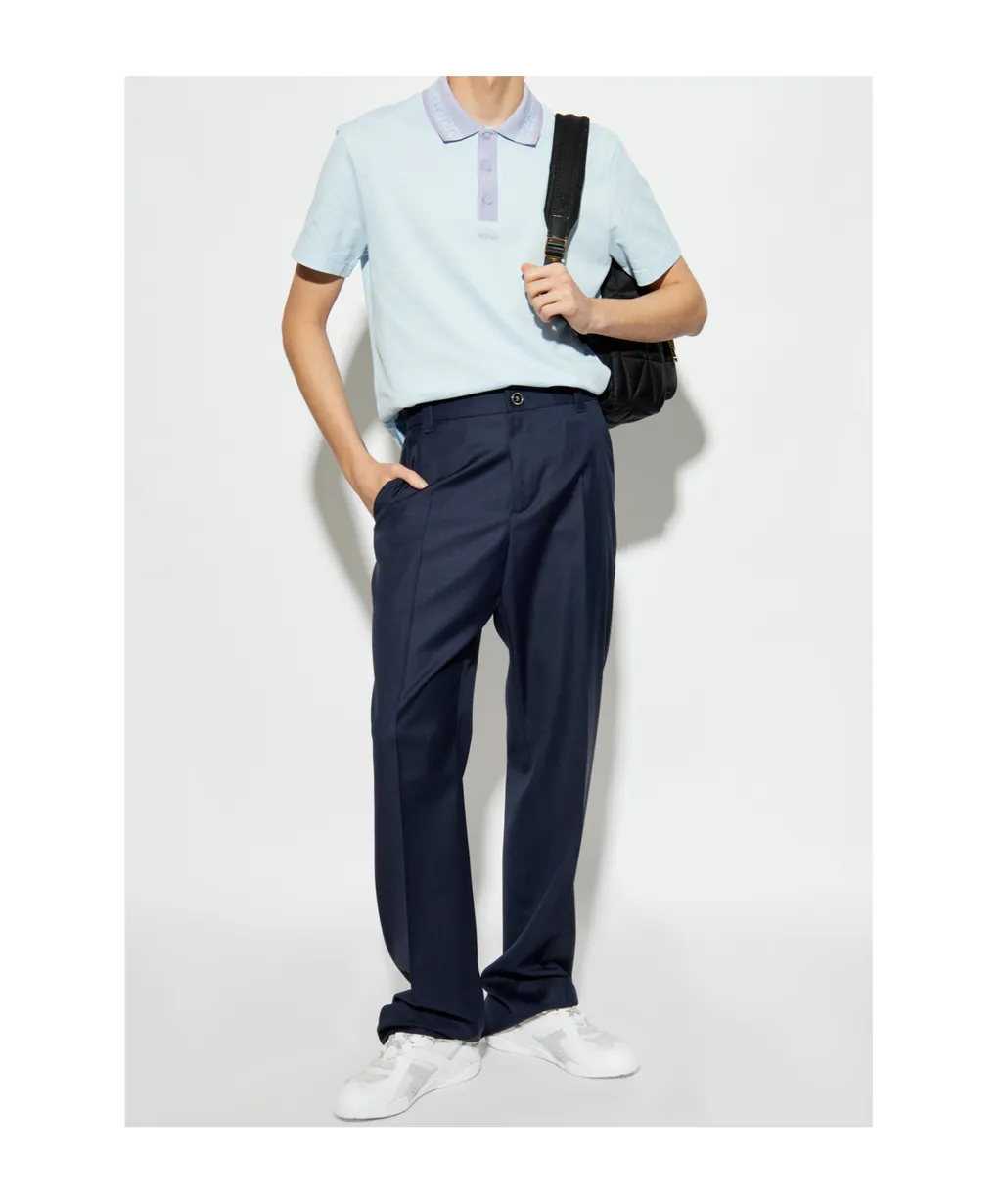 Versace Greca-Collar Short-Sleeved Polo Shirt
