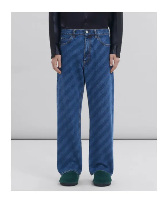 Marni Striped Straight-Leg Jeans