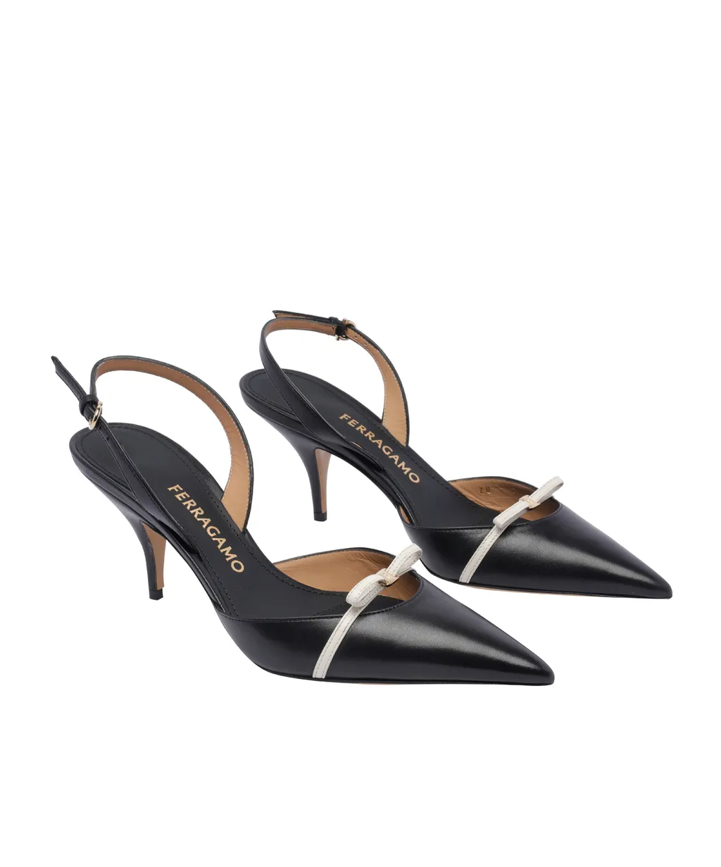 70Mm Leather Slingback Pumps
