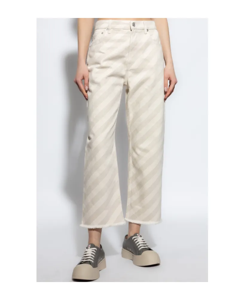 Marni Striped Wide-Leg Jeans