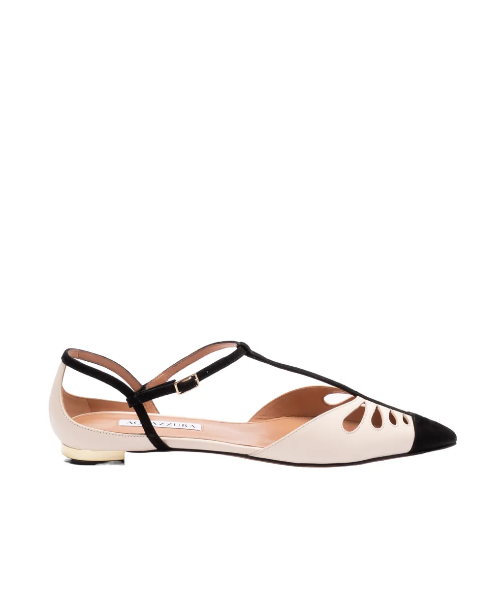 Aquazzura Cut-Out Detailed Buckled Ballet Flat Shoes