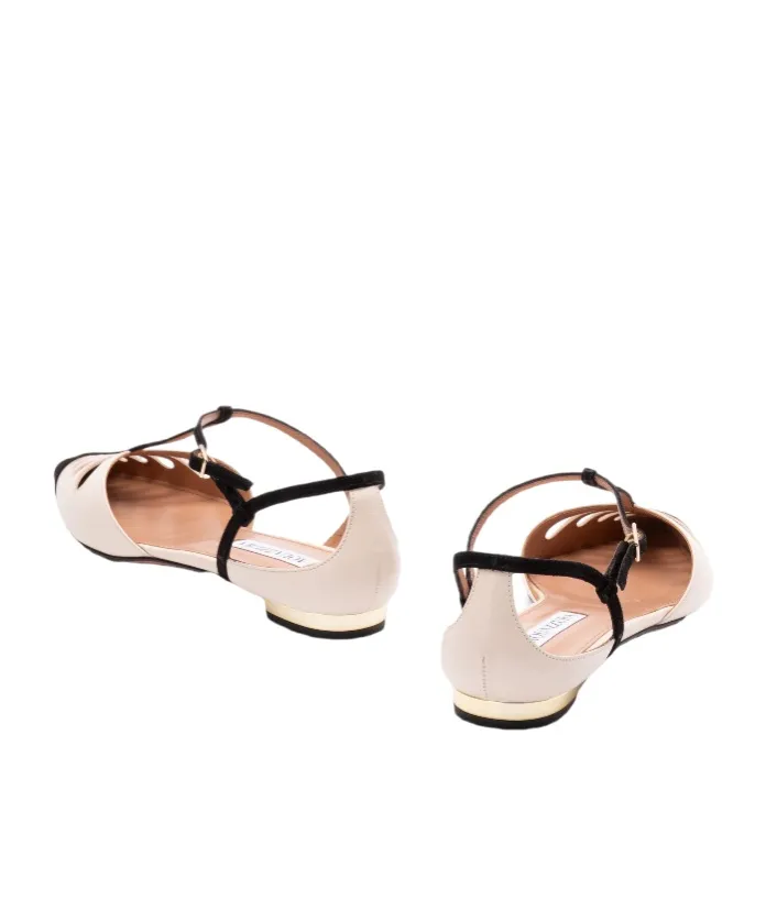 Aquazzura Cut-Out Detailed Buckled Ballet Flat Shoes
