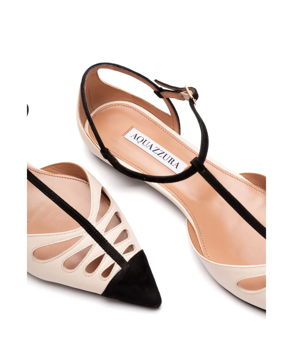 Aquazzura Cut-Out Detailed Buckled Ballet Flat Shoes