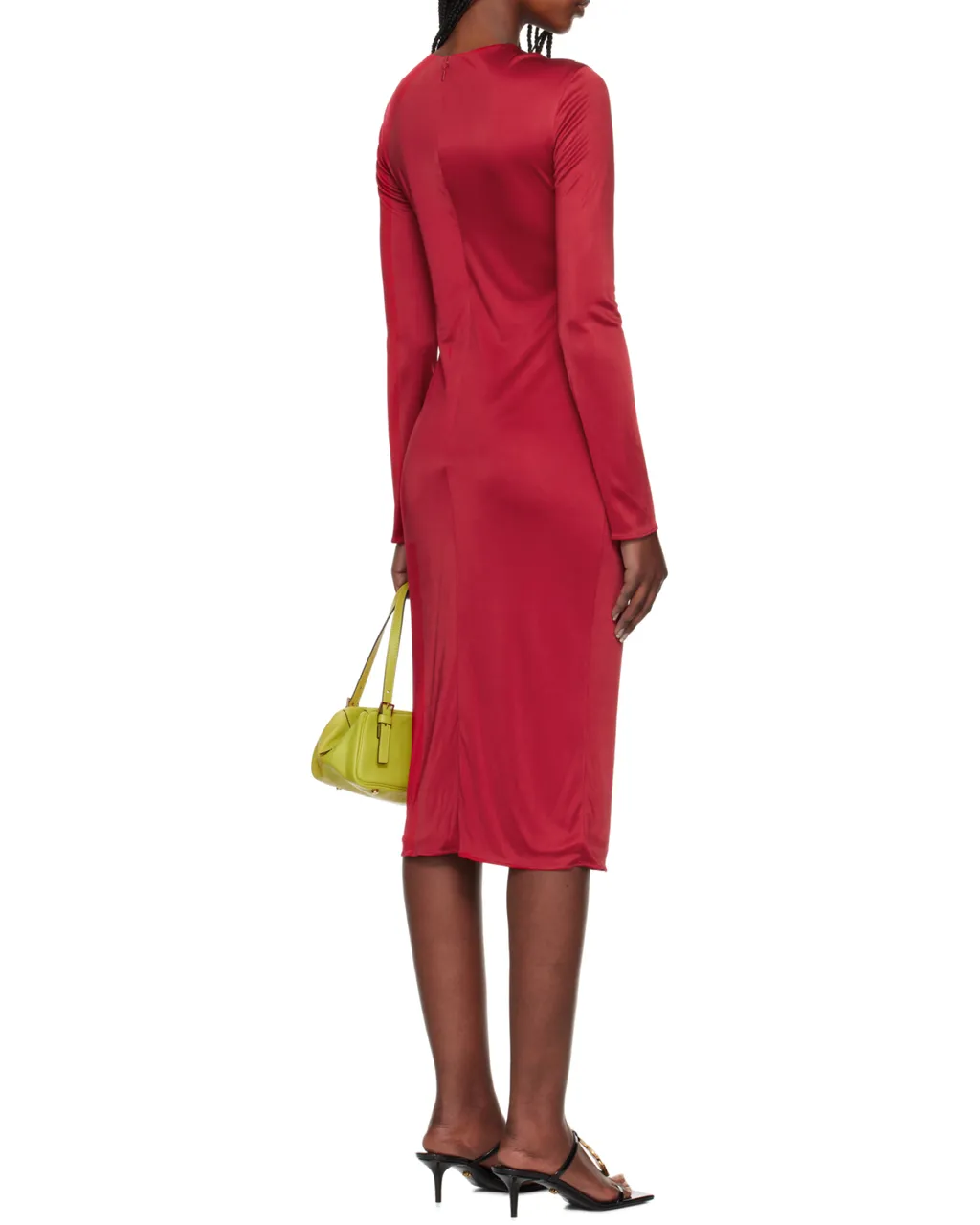 Versace Safety Pin Gathered Long-Sleeved Midi Dress