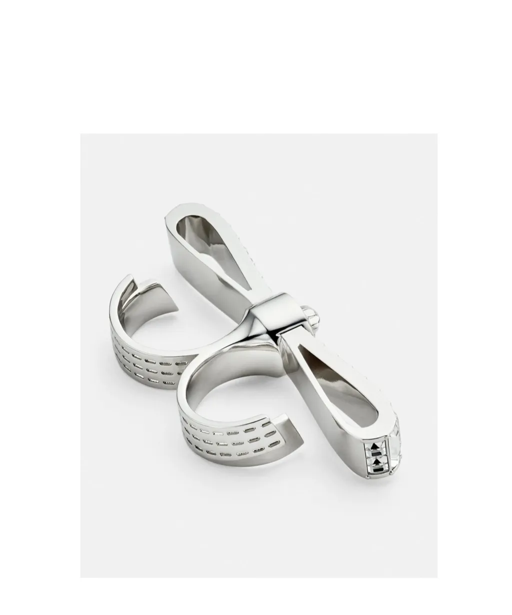 Versace Bow-Detailed Two-Finger Ring