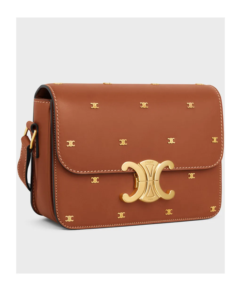 Teen Triomphe Bag In Natural Calfskin With Triomphe Studs