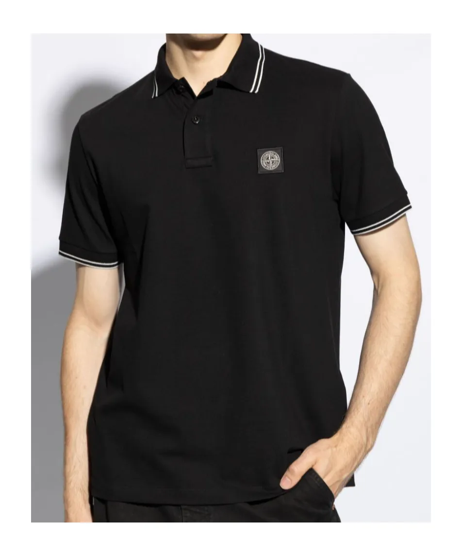 Stone Island Logo Patch Short-Sleeved Polo Shirt