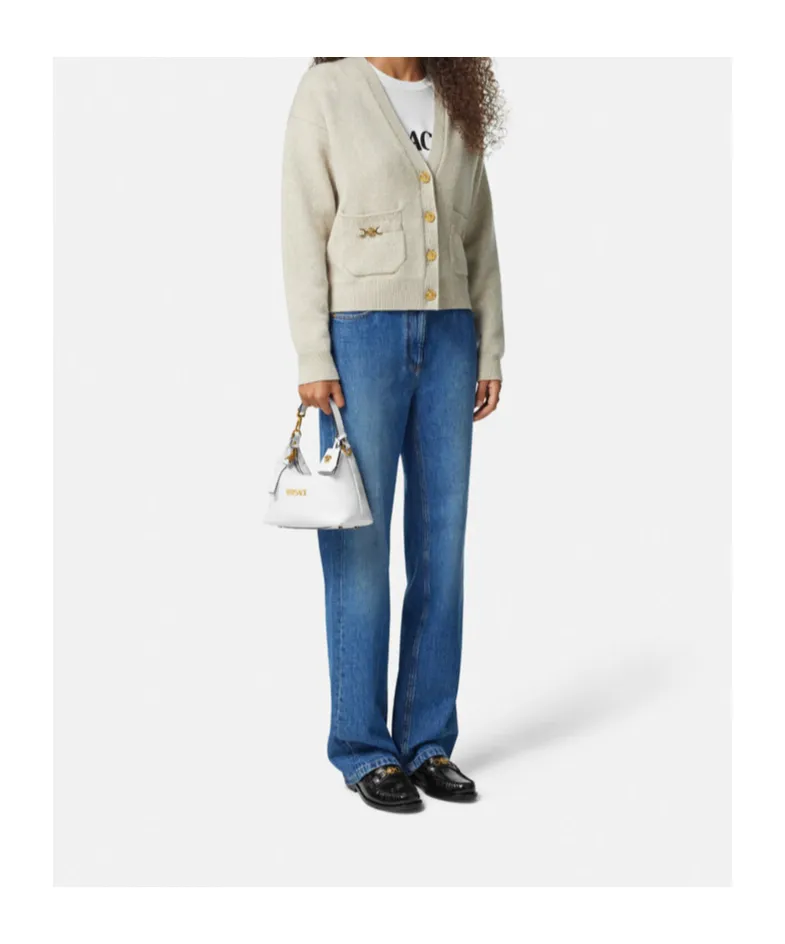 Versace Logo Plaque Zipped Shoulder Bag