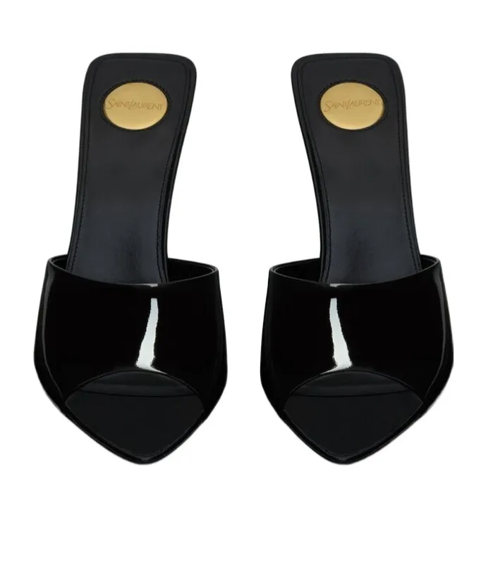 Saint Laurent Romy Almond Peep Toe Mules