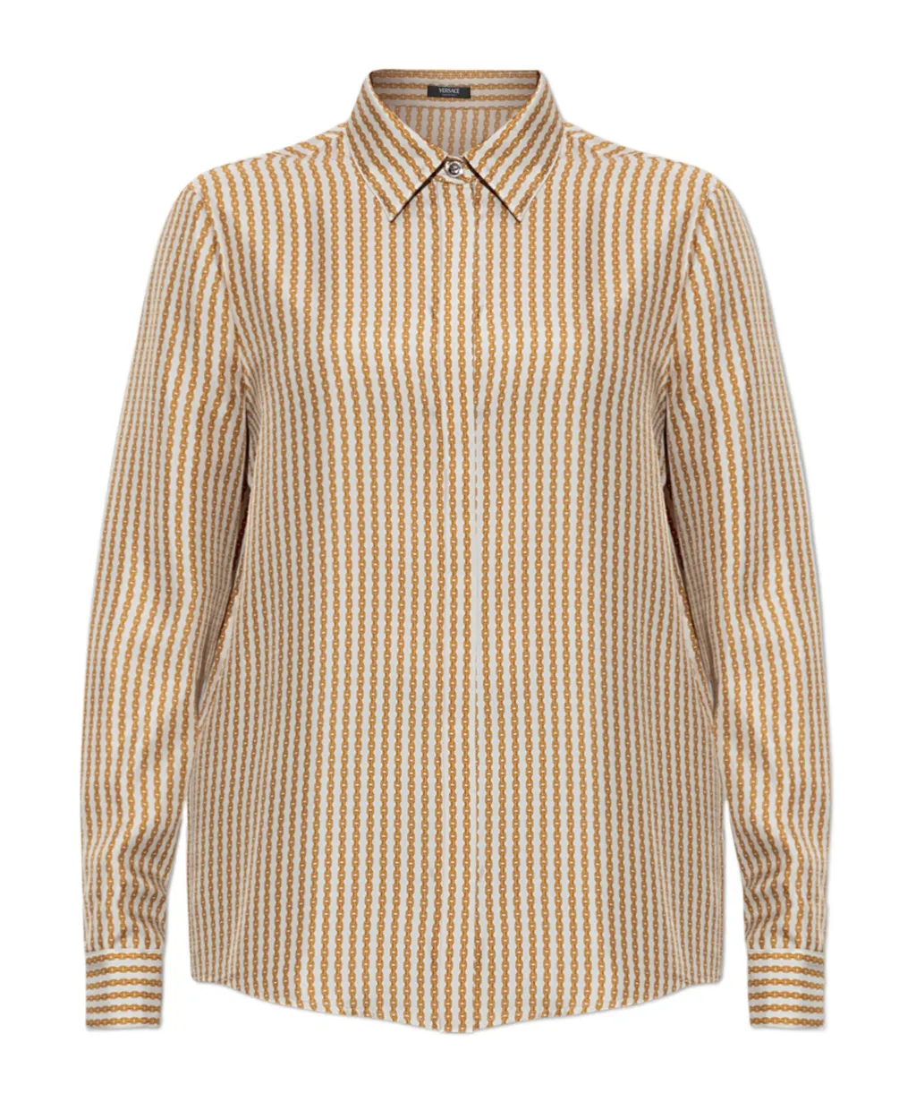 Versace Chain-Printed Long-Sleeved Shirt